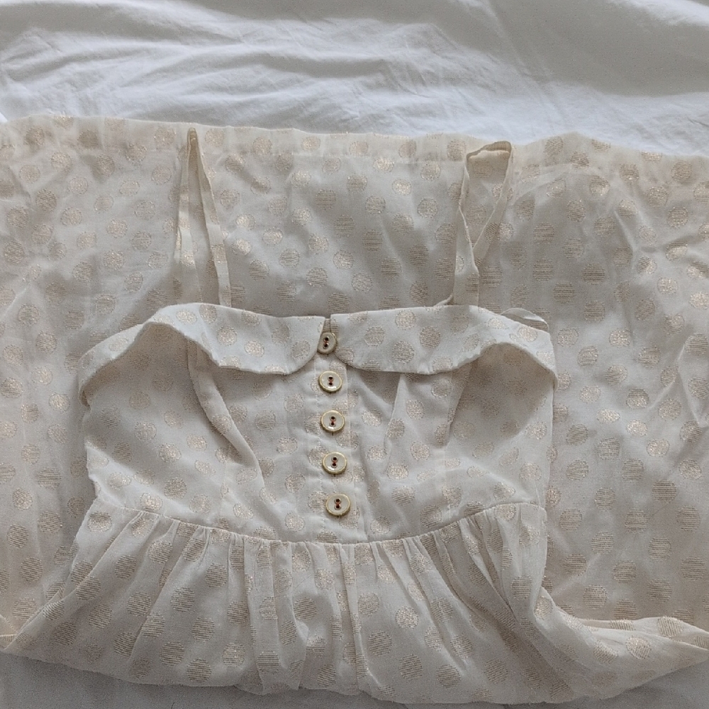 Maeve Cream Button-Up Blouse with Gold Accents